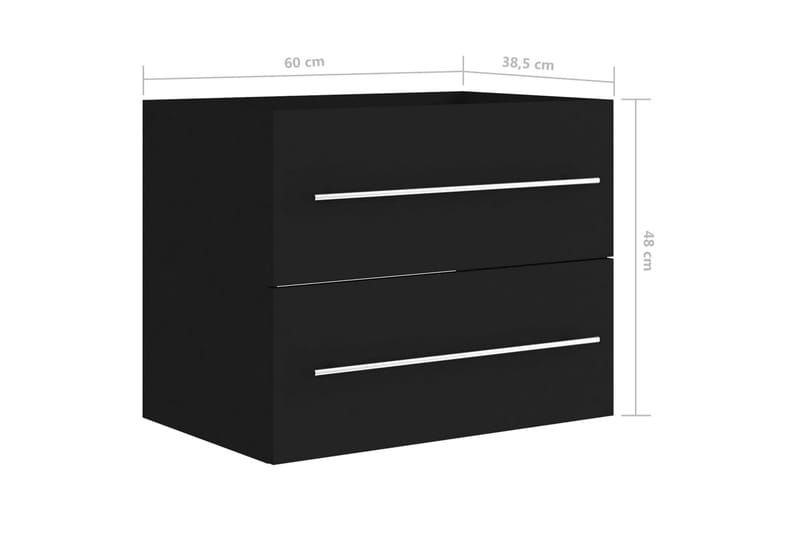 Tvättställsskåp svart 60x38,5x48 cm spånskiva - Svart - Förvaring - Badrumsförvaring - Tvättställsskåp & kommod