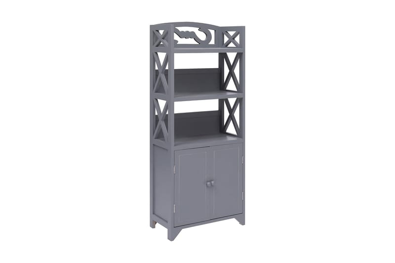 Badrumsskåp grå 46x24x116 cm paulownia - Grå - Möbler - Bord & matgrupp - Avlastningsbord & sidobord - Brickbord & småbord