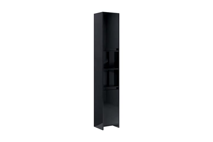 Badrumsskåp svart högglans 30x30x183,5 cm spånskiva - Svart - Förvaring - Badrumsförvaring - Väggskåp & högskåp
