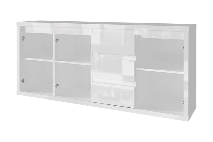 Byrå Glanciere 180x40x76 cm med 3 Dörrar + 3 Lådor - Vit Högglans - Förvaring - Förvaringsmöbler - Byrå