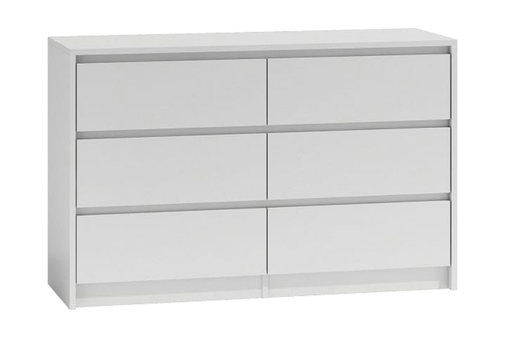Byrå Karojba 75x40x120 cm med 6 Lådor - Vit - Förvaring - Förvaringsmöbler - Sideboard & skänk