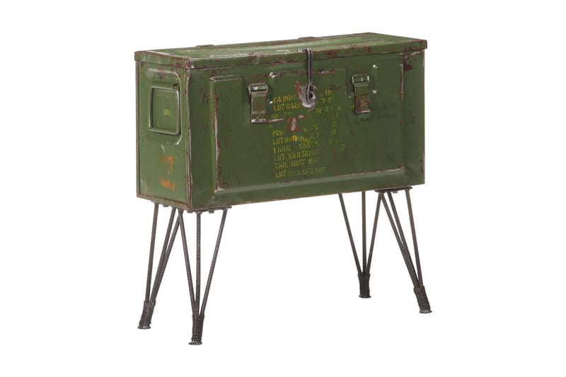 Förvaringskista militärstil 68x24x66 cm järn - Grön - Förvaring - Förvaringsmöbler - Förvaringskista & sängkista
