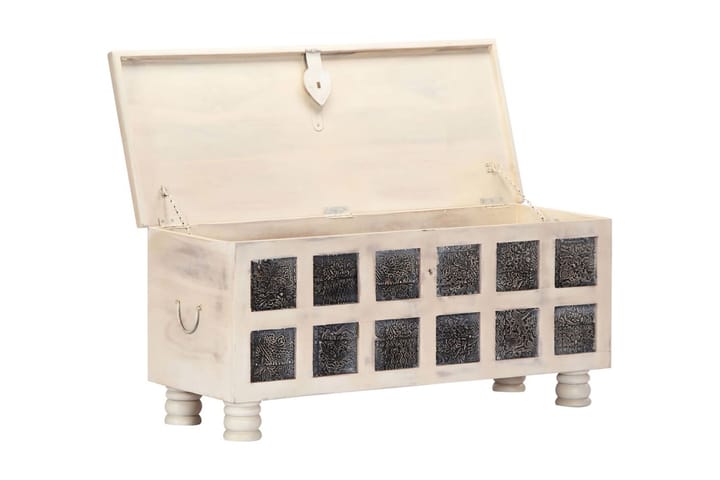 Förvaringslåda vit 110x40x45 cm massivt akaciaträ - Vit - Förvaring - Förvaringsmöbler - Förvaringskista & sängkista