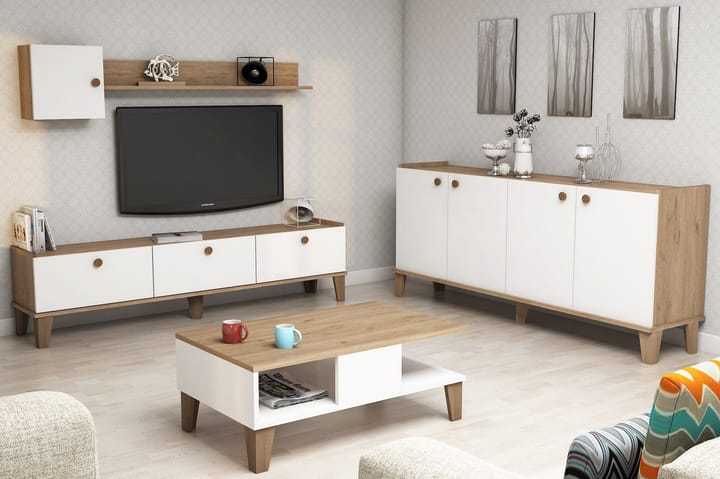 Möbelset för vardagsrum 35x178 cm 2 Delar - Natur/Vit - Förvaring - Förvaringsmöbler - Möbelset för vardagsrum