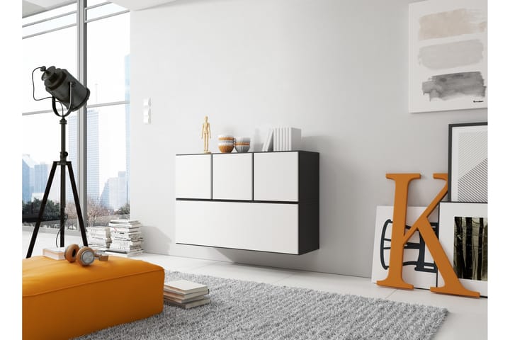 Möbelset för Vardagsrum Rocon 13 - Svart/Svart/Vit - Förvaring - Förvaringsmöbler - Möbelset för vardagsrum