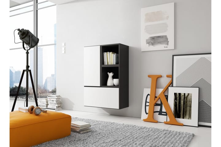 Möbelset för Vardagsrum Rocon 17 - Svart/Svart/Vit - Förvaring - Förvaringsmöbler - Möbelset för vardagsrum