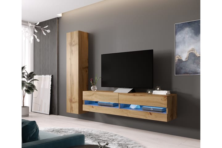 Möbelset för Vardagsrum Vigan New 9 - Ekfärg - Möbler - TV- & Mediamöbler - TV-bänk & mediabänk
