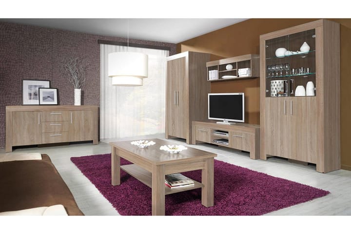 Vardagsrumsset Cezar - Beige/Brun - Förvaring - Förvaringsmöbler - Möbelset för vardagsrum