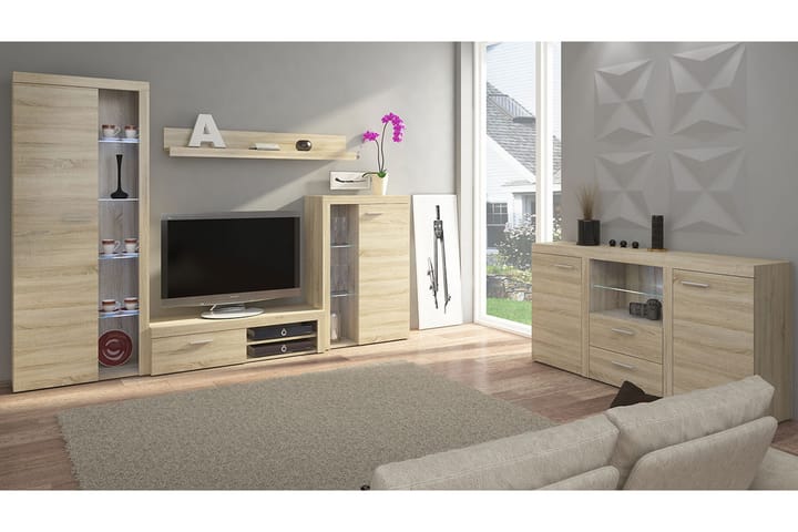 Vardagsrumsset Rumba - Beige/Grå - Förvaring - Förvaringsmöbler - Möbelset för vardagsrum