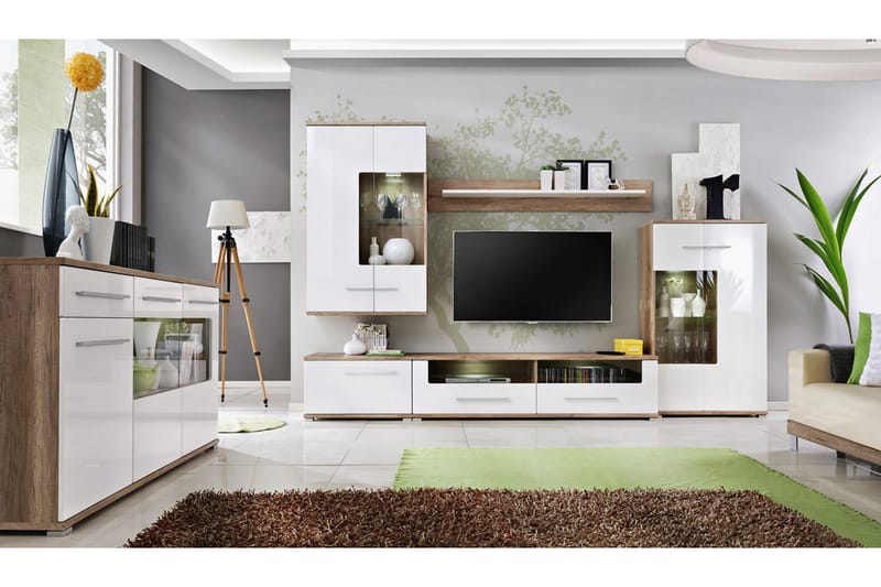 Vardagsrumsset Saala - Vit - Förvaring - Förvaringsmöbler - Möbelset för vardagsrum