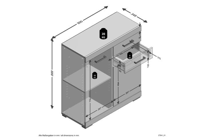 Kista Celise 80 cm - Vit|Grå - Förvaring - Förvaringsmöbler - Sideboard & skänk