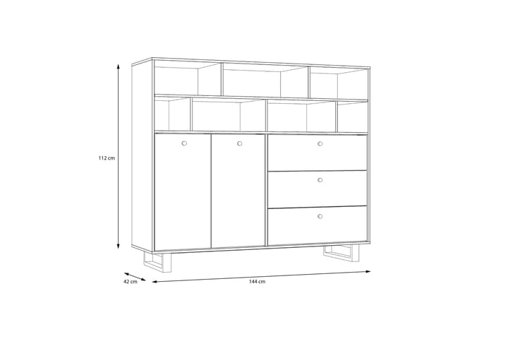 Sideboard Coppin 123x144 cm - Brun/Svart - Förvaring - Förvaringsmöbler - Sideboard & skänk