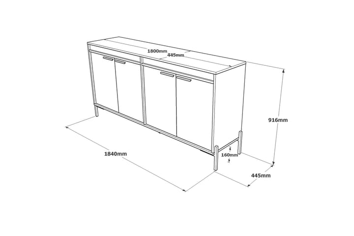 Sideboard Urgby 46x184 cm - Brun/Betonggrå/Antracit - Förvaring - Förvaringsmöbler - Sideboard & skänk