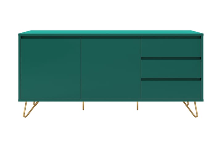 Sideboard Uscione 40x150 cm 2 Dörrar+3 Lådor - Grön/Mässsing - Förvaring - Förvaringsmöbler - Sideboard & skänk