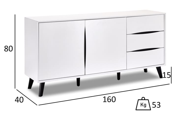 Sidobord med Dörrar Crail 160 cm - Vit - Förvaring - Förvaringsmöbler - Sideboard & skänk