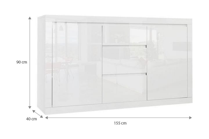 Skänk Luxdubia 155x40x90 cm - Vit Högglans - Förvaring - Förvaringsmöbler - Sideboard & skänk
