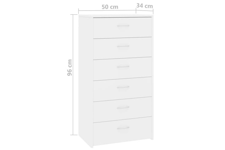 Skänk med 6 lådor vit högglans 50x34x96 cm spånskiva - Vit - Förvaring - Förvaringsmöbler - Sideboard & skänk