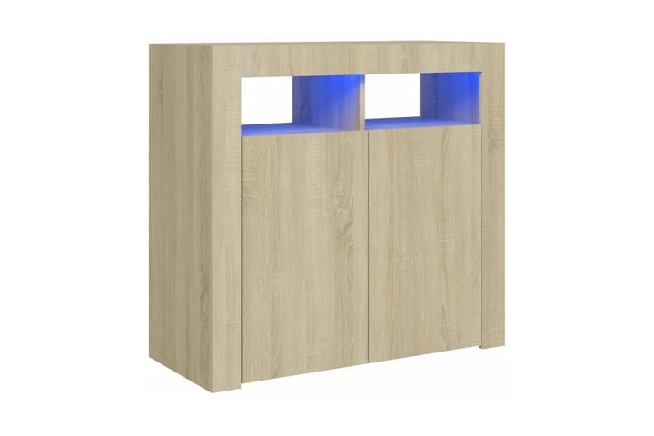 Skänk med LED-belysning sonoma-ek 80x35x75 cm - Brun - Förvaring - Förvaringsmöbler - Sideboard & skänk