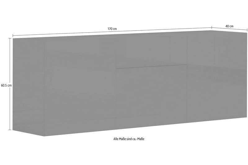 Skänk Metzera 170 cm 3 Dörrar + Låda - Vit Högglans - Förvaring - Förvaringsmöbler - Sideboard & skänk