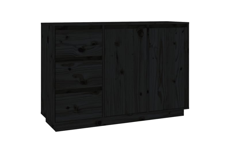 Skänk svart 111x34x75 cm massiv furu - Svart - Förvaring - Förvaringsmöbler - Sideboard & skänk