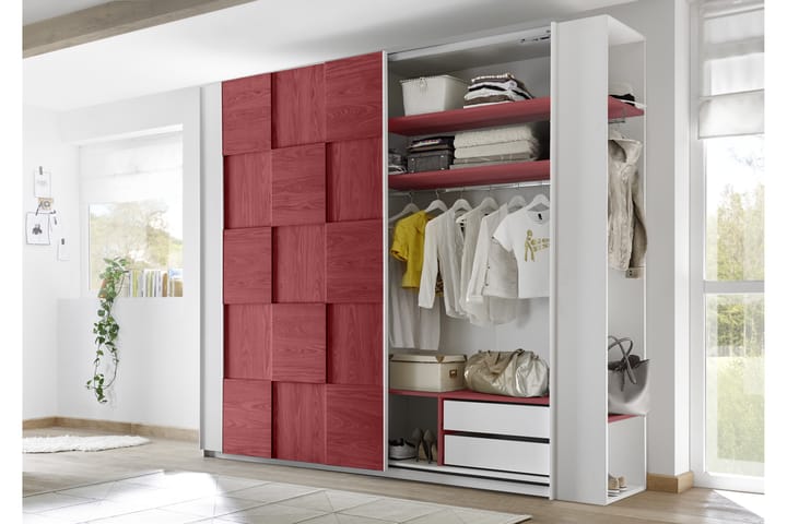 Öppen Gavelgarderob Latour 50x26x230 cm - Vit|Röd - Förvaring - Garderober & garderobssystem