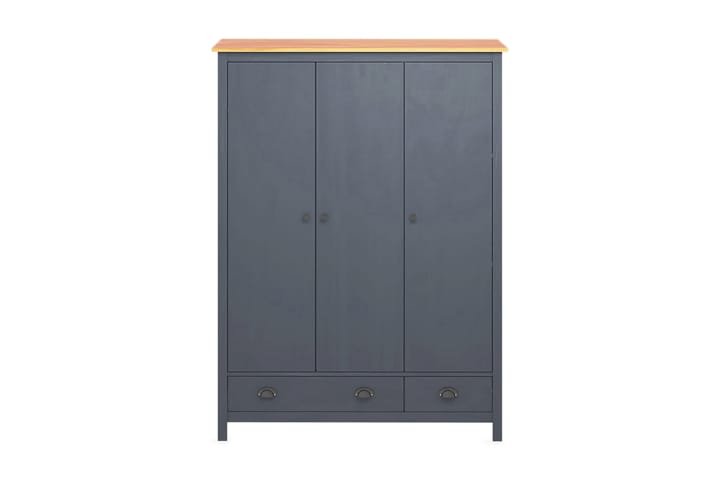 Garderob 3 dörrar Hill Range grå 127x50x170 cm massiv furu - Grå - Förvaring - Garderober & garderobssystem