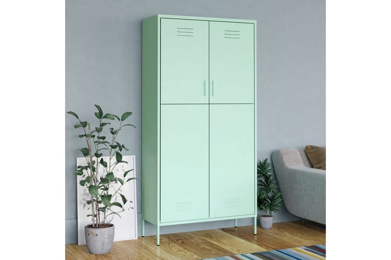 Garderob 90x50x180 cm mintgrön stål - Grön - Förvaring - Garderober & garderobssystem