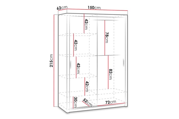 Garderob Barriga 150 cm med Spegel - Vit - Förvaring - Garderober & garderobssystem