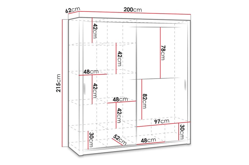 Garderob Barriga 200 cm - Vit - Förvaring - Garderober & garderobssystem