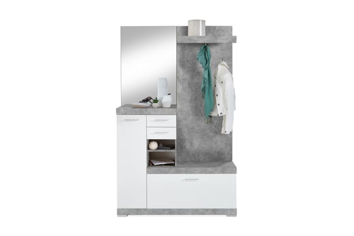 Garderob Buchsbaum 120 cm - Vit|Grå - Förvaring - Garderober & garderobssystem