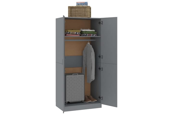 Garderob grå 80x52x180 cm spånskiva - Grå - Förvaring - Garderober & garderobssystem