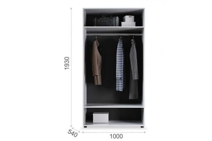 Garderob Hoonah 75x35x112 cm - Vit/Vit Högglans - Förvaring - Garderober & garderobssystem