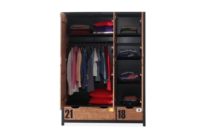 Garderob Leeder 3 Dörrar - Trä|Natur - Förvaring - Garderober & garderobssystem