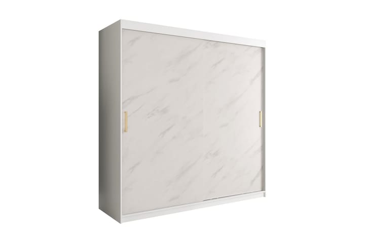Garderob Marmesa 200 cm Marmormönster - Vit/Guld - Förvaring - Garderober & garderobssystem