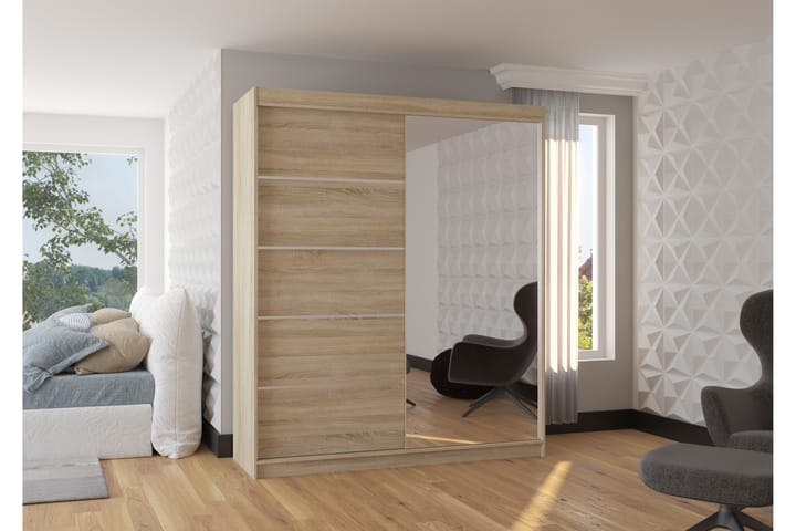 Garderob med Spegel Caromel 180x215 cm - Sonomaek - Förvaring - Garderober & garderobssystem