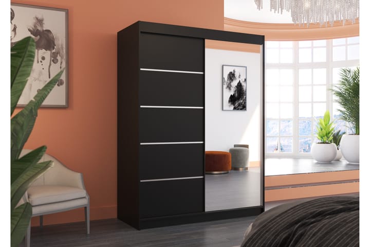 Garderob med Spegel Limbona 150x200 cm - Svart - Förvaring - Garderober & garderobssystem