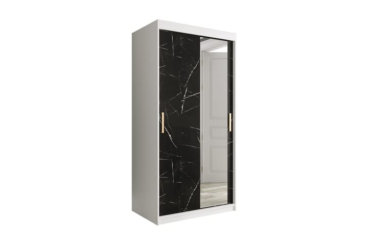 Garderob med Spegel Marmesa 100 cm Marmormönster - Vit/Svart/Guld - Förvaring - Garderober & garderobssystem