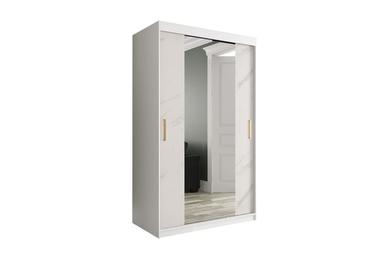 Garderob med Speglar Kant Marmesa 120 cm Marmormönster - Vit/Guld - Förvaring - Garderober & garderobssystem