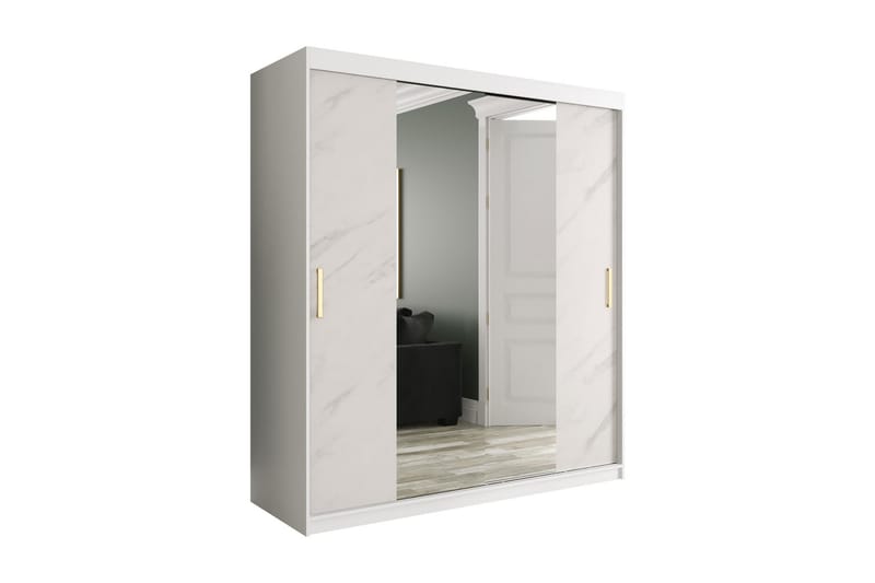 Garderob med Speglar Kant Marmesa 180 cm Marmormönster - Vit/Guld - Förvaring - Garderober & garderobssystem