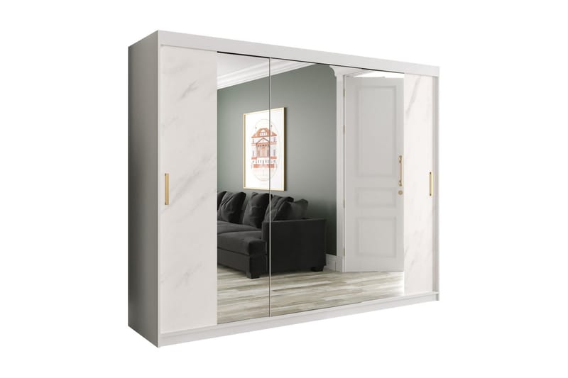 Garderob med Speglar Kant Marmesa 250 cm Marmormönster