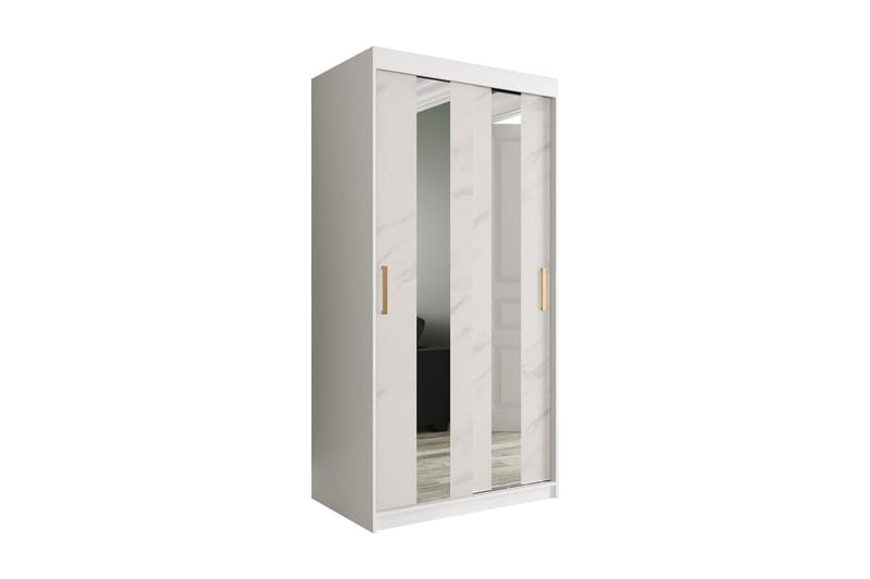 Garderob med Speglar Mitt Marmesa 100 cm Marmormönster - Vit/Guld - Förvaring - Garderober & garderobssystem