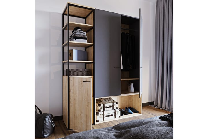 Garderob Onuras 144x40 cm - Antracit/Natur - Förvaring - Garderober & garderobssystem