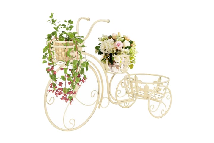 Växtställ cykel vintage stil metall - Vit - Förvaring - Hylla - Blomhylla & blomstativ