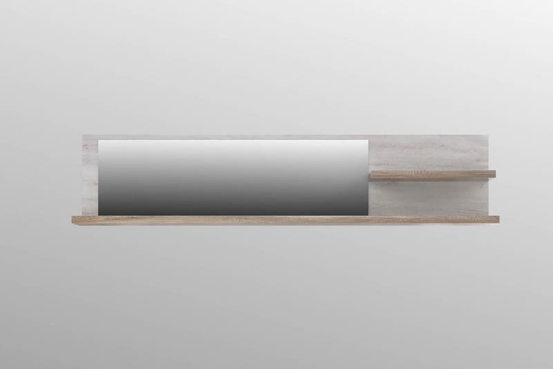 Vägghylla med Spegel Breage 25x213 cm - Brun|Vit - Förvaring - Hylla - Bokhylla
