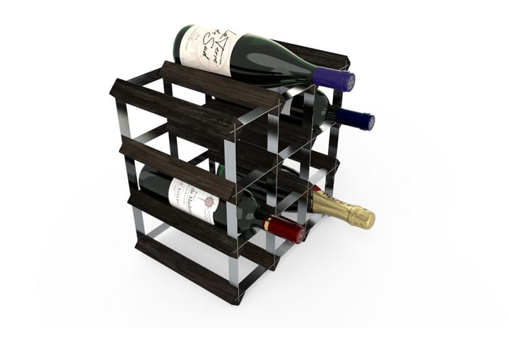 12 Flaskor 3x3 Svart Ask/Galvaniserat stål - RTA Wineracks - Förvaring - Hylla - Förvaringshylla - Vinställ & vinhylla