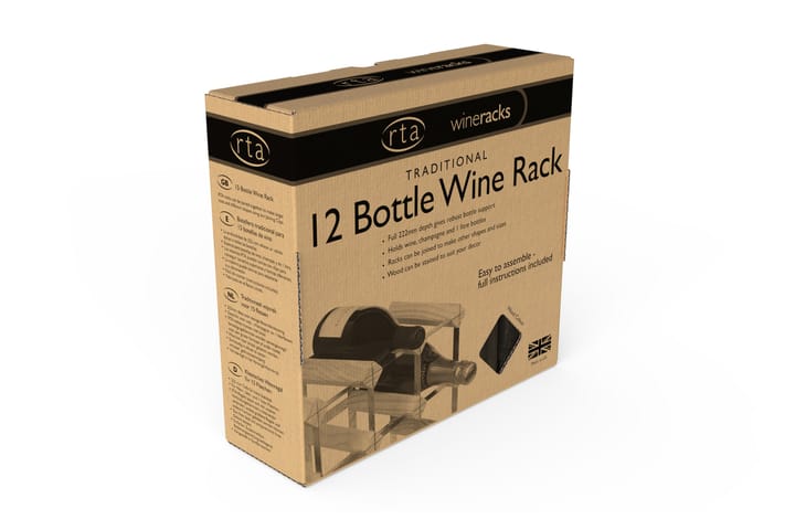 12 Flaskor 3x3 Svart Ask/Galvaniserat stål - RTA Wineracks - Förvaring - Hylla - Förvaringshylla - Vinställ & vinhylla