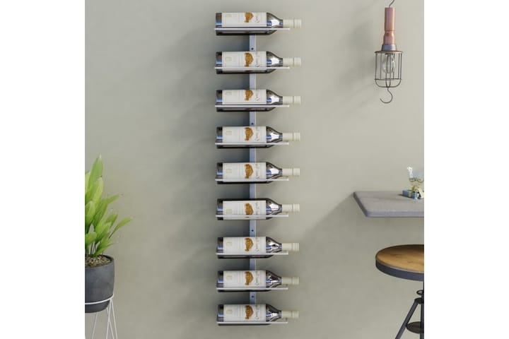 Väggmonterat vinställ för 9 flaskor vit järn - Vit - Förvaring - Hylla - Förvaringshylla - Vinställ & vinhylla