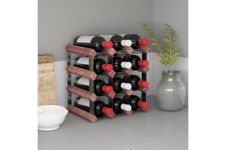 Vinställ för 12 flaskor brun massiv furu - Brun - Förvaring - Hylla - Förvaringshylla - Vinställ & vinhylla