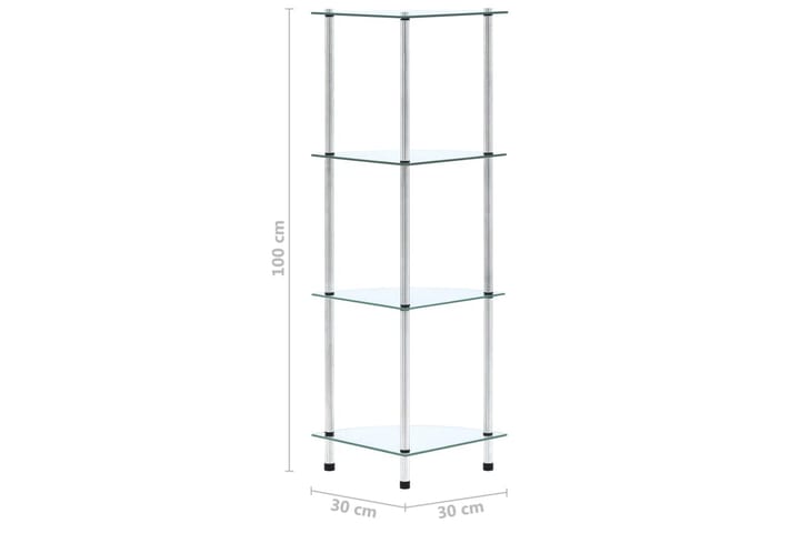 Hylla 4 hyllplan transparent 30x30x100 cm härdat glas - Transparent - Förvaring - Hylla - Hörnhylla