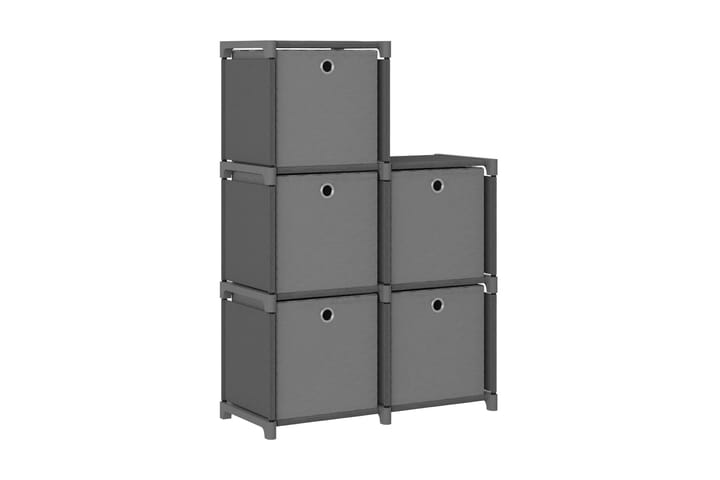 Hylla med 5 kuber med lådor grå 103x30x72,5 cm tyg - Grå - Förvaring - Hylla - Hyllsystem